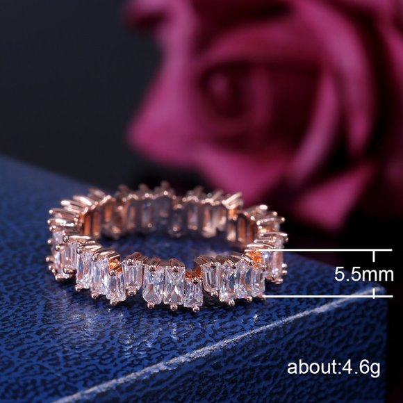 🎀 Handmade Rectangle Combined Gemstones Eternity Gold Ring for Women, VIP412 - Picture 5 of 5